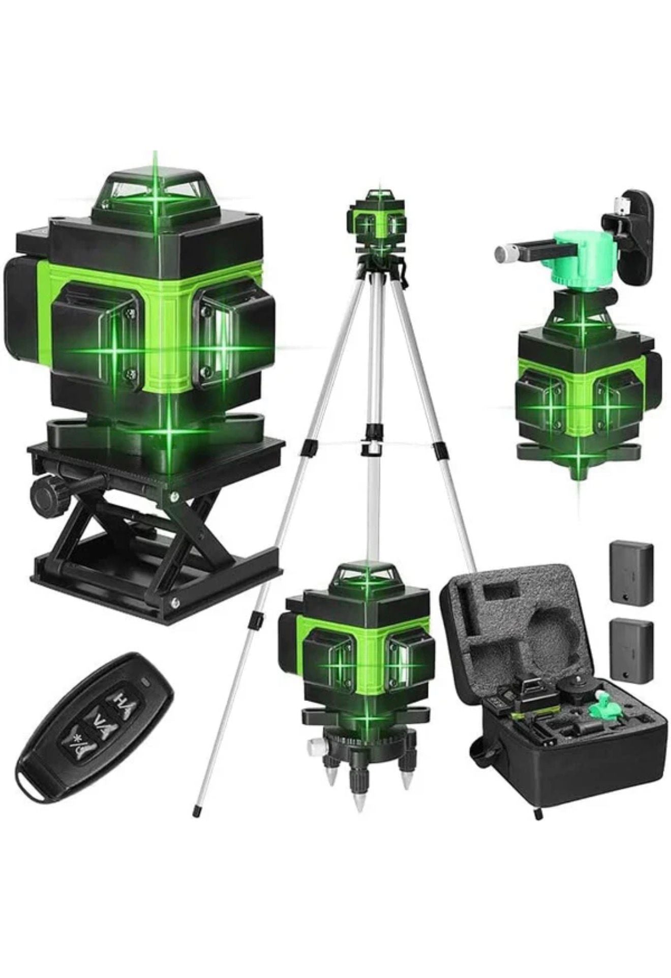 Nivela laser 4D cu 16 linii, autonivelare, lumină verde, telecomandă, trepied inclus