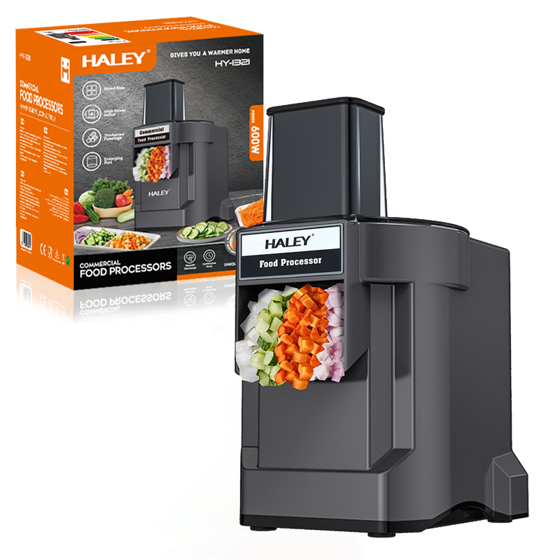 Tocător Electric Comercial HALEY HY-1321, Garanție 3 Ani, 600W, Capacitate Peste 17 Căni, Feliator pentru Cartofi și Ceapă, Accesorii Incluse, pentru Restaurant, Hotel și Bucătărie Profesională