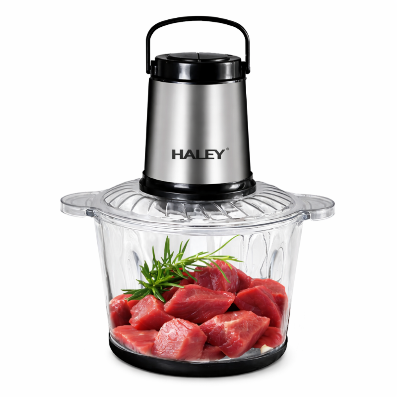 Tocator Electric HALEY, Garantie 3 Ani, 1200W, Bol din Sticla 3L, 4 Lame Inox, 2 Viteze Reglabile