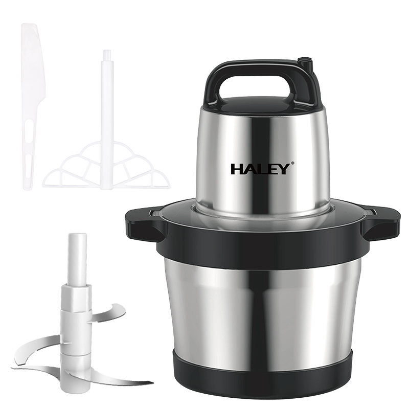 Tocator Electric HALEY 1200W, 4 Lame din Oțel Inoxidabil, Recipient Full Inox 6L, 2 Viteze Reglabile