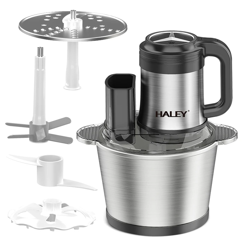 Tocator Electric Multifunctional HALEY, Garantie 3 Ani, 1200W, Vas Inox 3.5L, 4 Lame Inox, 2 Viteze, Tocare Rapida