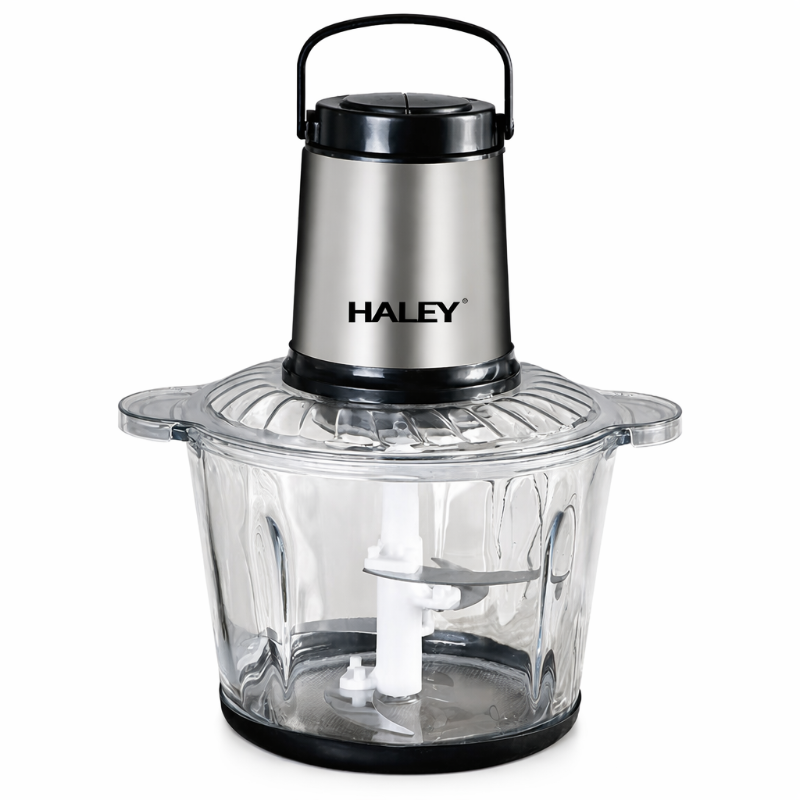 Tocator Electric HALEY, Garantie 3 Ani, 1200W, Bol din Sticla 3L, 4 Lame Inox, 2 Viteze Reglabile