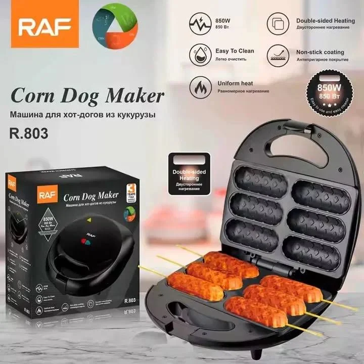 Aparat rulouri și hot dog RAF R803, 850W, plăci antiaderente, indicator LED, compact, garanție 3 ani