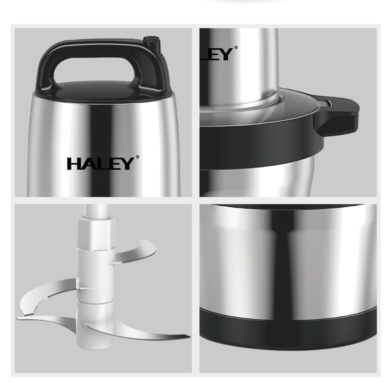Tocator Electric HALEY 1200W, 4 Lame din Oțel Inoxidabil, Recipient Full Inox 6L, 2 Viteze Reglabile