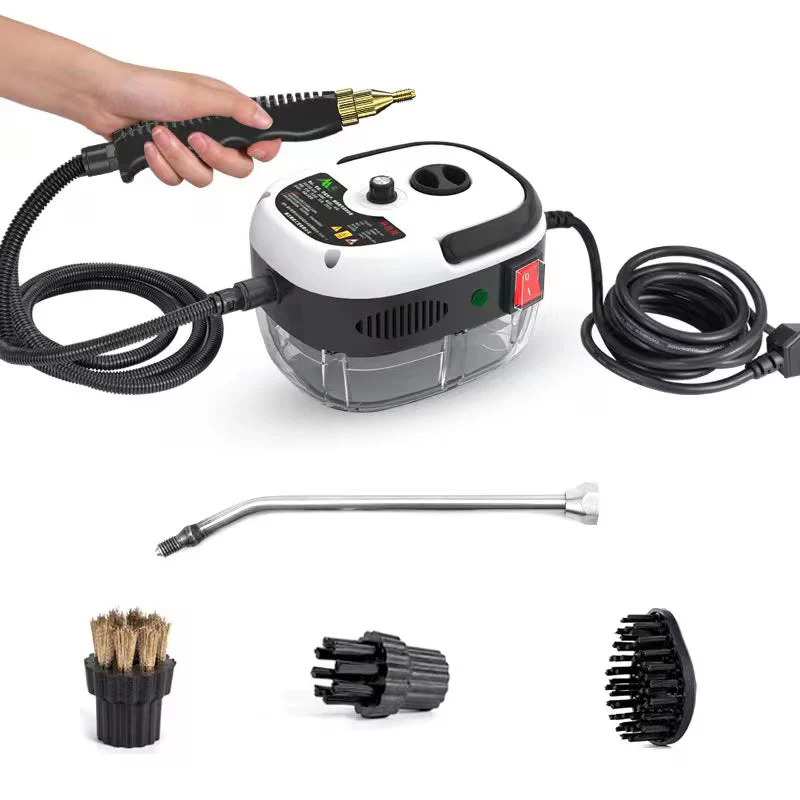 Aparat de curatat cu abur 2500W, presiune 3 bar, rezervor 1L, incalzire rapida, 4 accesorii incluse, alb/negru