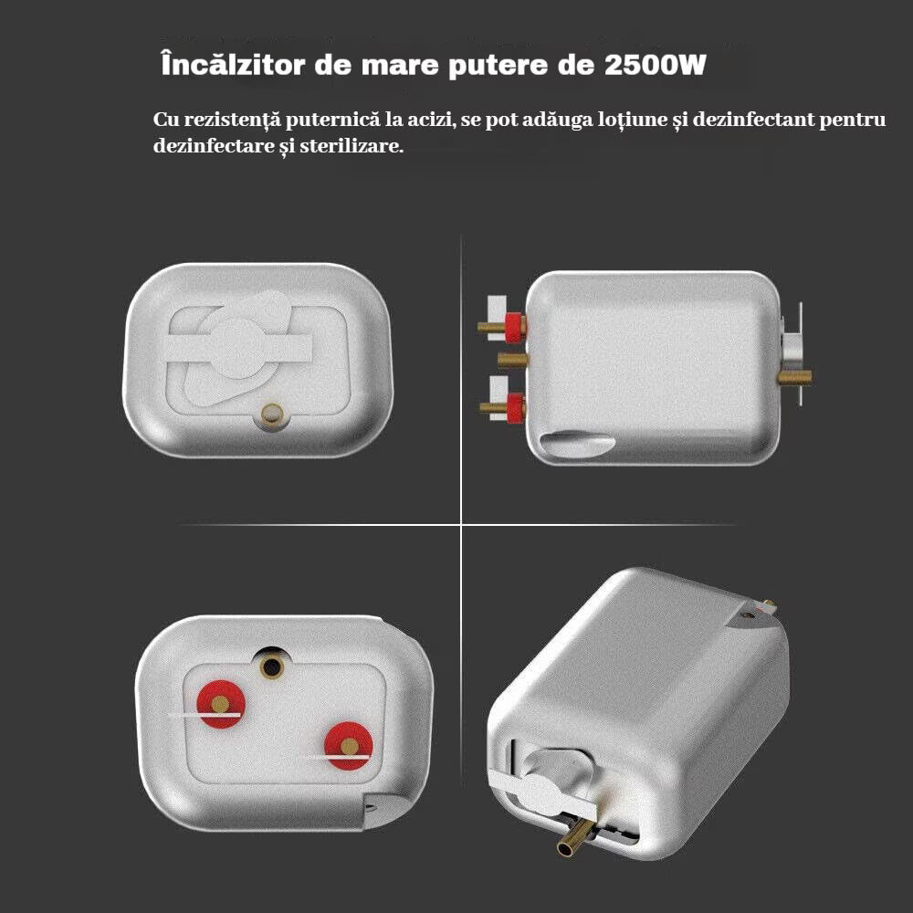 Aparat de curatat cu abur 2500W, presiune 3 bar, rezervor 1L, incalzire rapida, 4 accesorii incluse, alb/negru