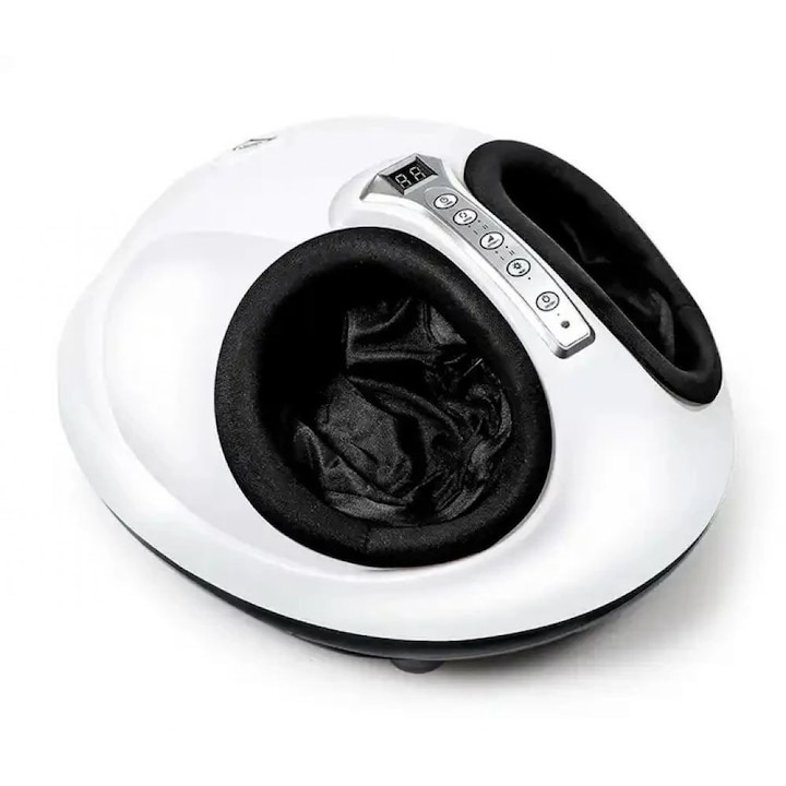 Aparat masaj picioare Shiatsu 360°, compresie aer si incalzire, 3 niveluri intensitate, 3 moduri masaj, telecomanda, alb