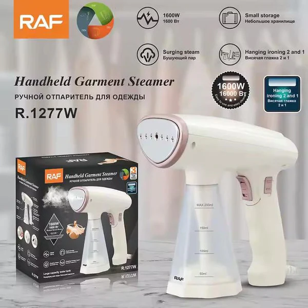 Aparat de calcat vertical cu abur RAF R1277, 1600W, portabil, rezervor 200 ml, 2 in 1, alb, garantie 3 ani