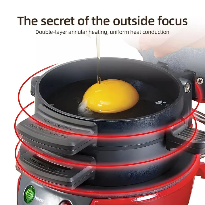 Aparat burgeri si sandwich RAF R666, 600W, 2 in 1, placi antiaderente detasabile, compact, rosu/negru, garantie 3 ani