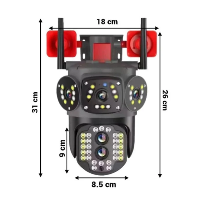 Cameră de Supraveghere 4G 4K, Zoom Digital 10X, IP66, Vedere Nocturnă, Card MicroSD 32GB Inclus, Acces de la Distanță prin Aplicație