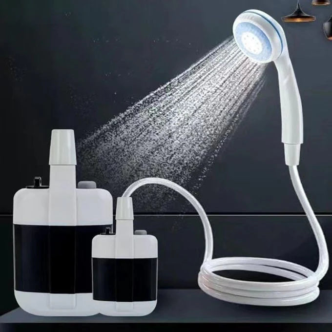 Dus portabil camping cu baterie reincarcabila USB, pompa apa cu robinet, pentru exterior si interior