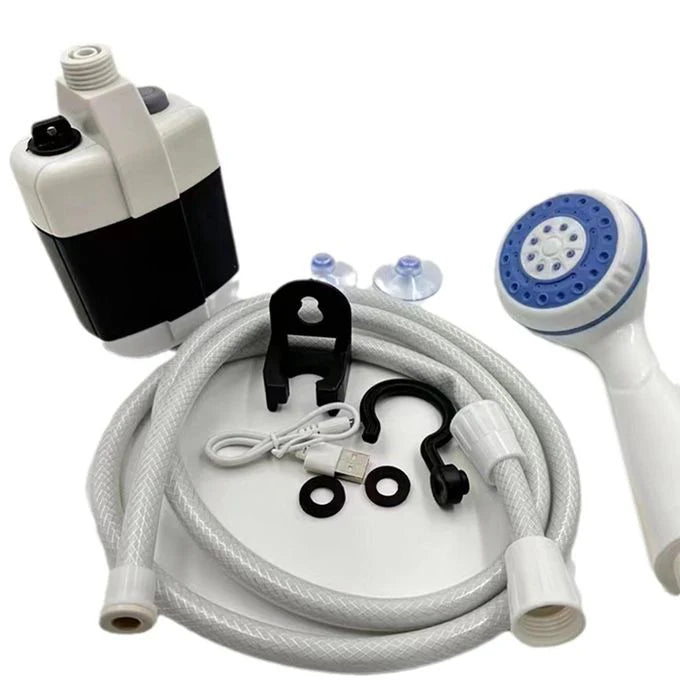 Dus portabil camping cu baterie reincarcabila USB, pompa apa cu robinet, pentru exterior si interior