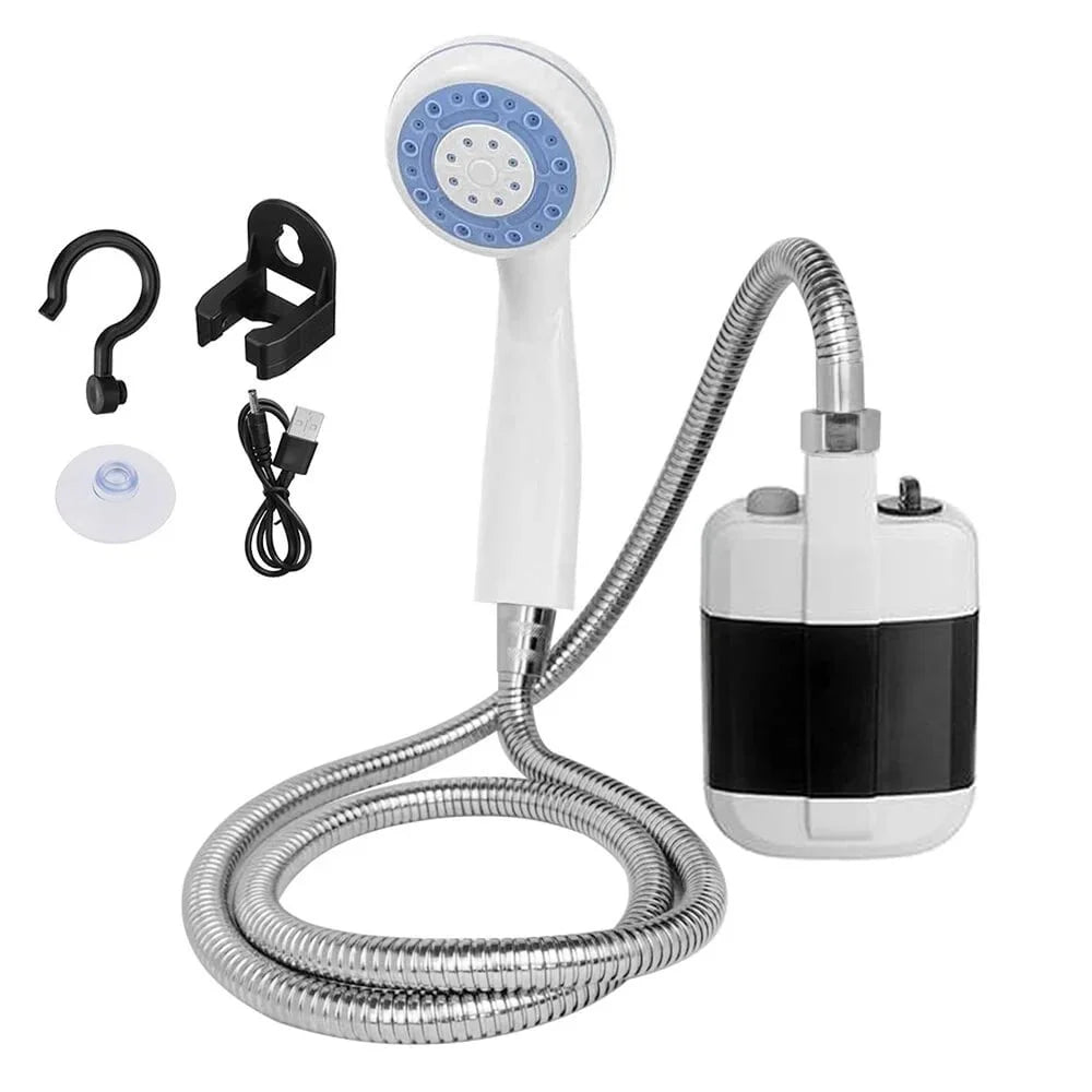 Dus portabil camping cu baterie reincarcabila USB, pompa apa cu robinet, pentru exterior si interior
