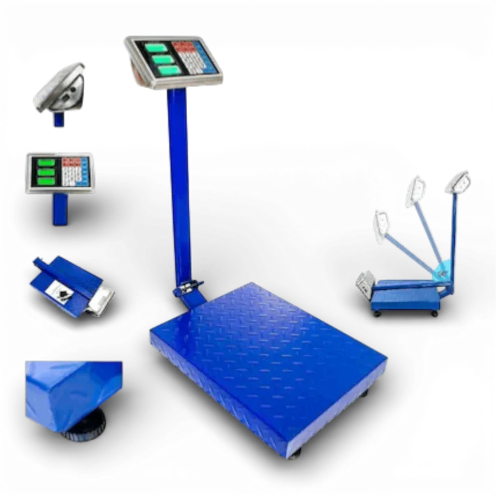 Cântar electronic 350 kg cu platformă metalică 40x50 cm, afișaj LCD iluminat, funcție TARE, acumulator reîncărcabil, braț rabatabil