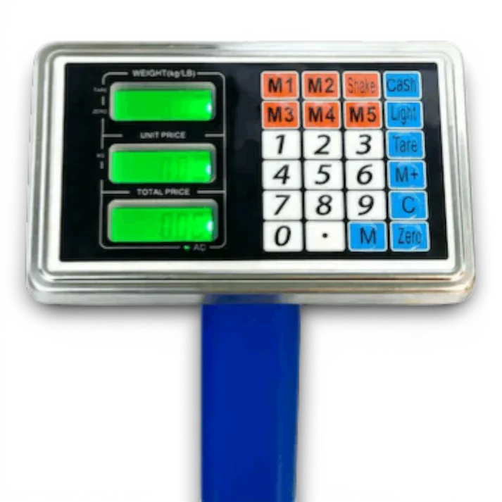 Cântar electronic 350 kg cu platformă metalică 40x50 cm, afișaj LCD iluminat, funcție TARE, acumulator reîncărcabil, braț rabatabil