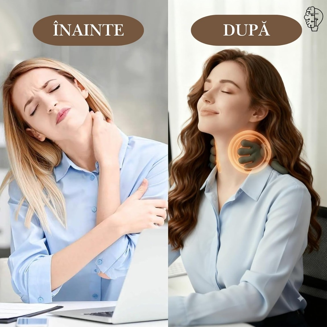 Aparat de Masaj Cervical 4D cu Încălzire | 3 Trepte | Fără Fir | Gât, Umeri, Brațe și Gambe | Încărcare USB | Verde
