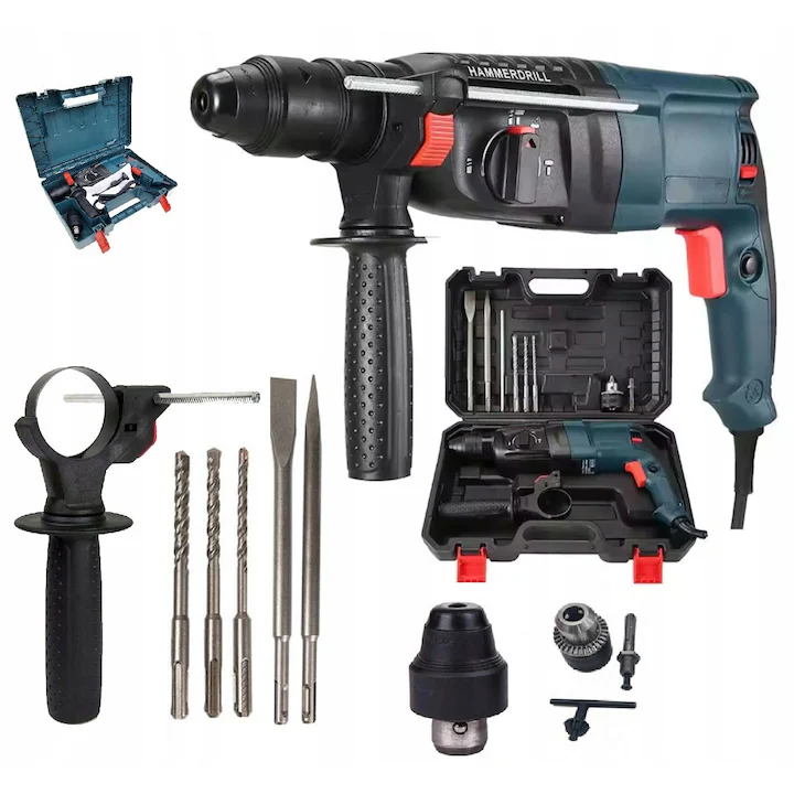 Ciocan rotopercutor 3000W, 3J, capacitate găurire 30 mm, 0–1200 RPM, 3 moduri, accesorii incluse, valiză