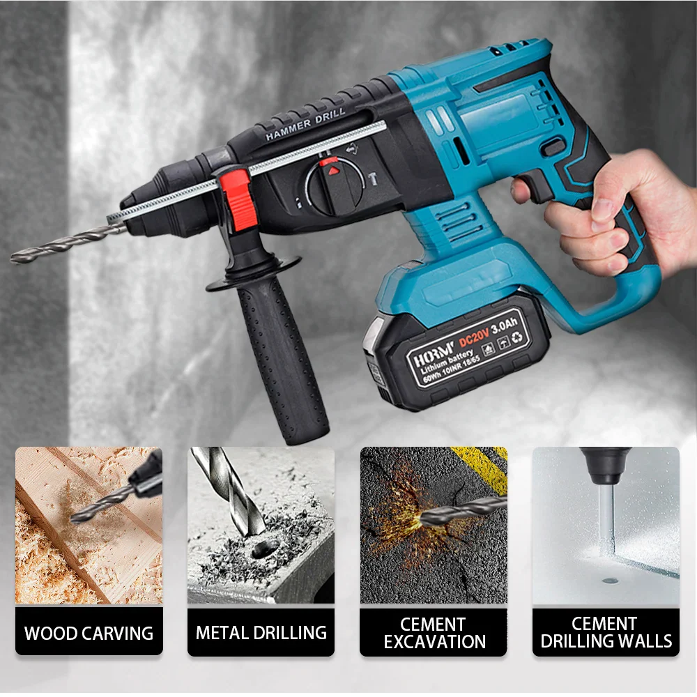 Ciocan rotopercutor fără fir, 2 acumulatori 48V, brushless, SDS Plus, 4 moduri, 2580 rpm
