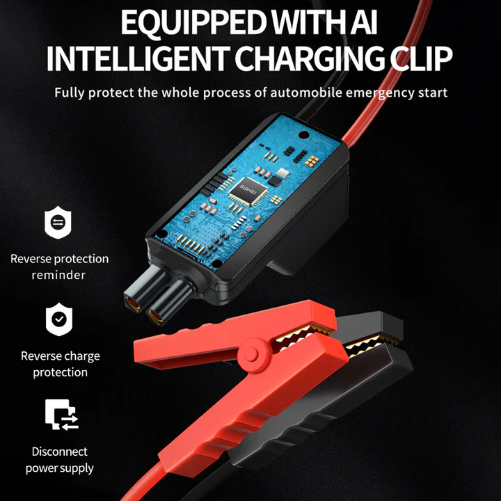 Compresor Auto Multifuncțional 5 în 1, Pornire de Urgență, Power Bank, Afișaj Digital, Lanternă LED și Umflare Anvelope, Baterie Externă Inclusă