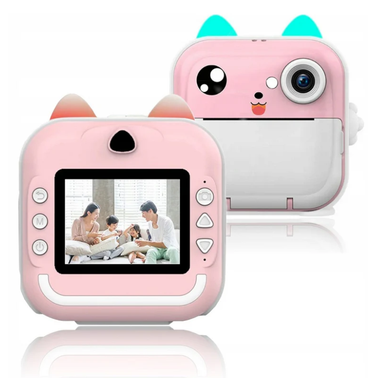 Aparat foto digital instant pentru copii 4 in 1, imprimare termica fara cerneala, 24MP, autofocus, ecran 2.4 inch, video Full HD 1080P