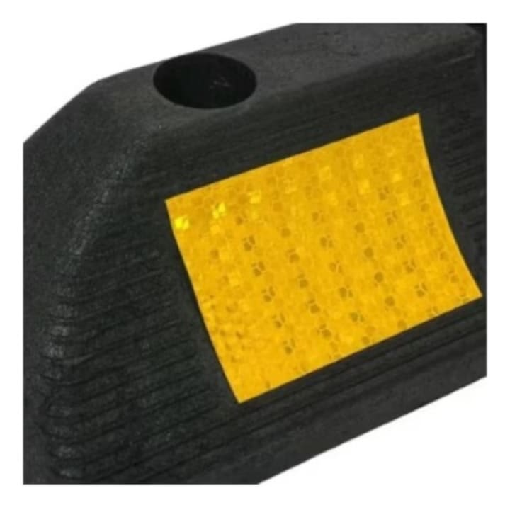 Set 2 delimitatoare parcare pentru roti, cu banda reflectorizanta, cauciuc, 48 x 12 x 9 cm, negru