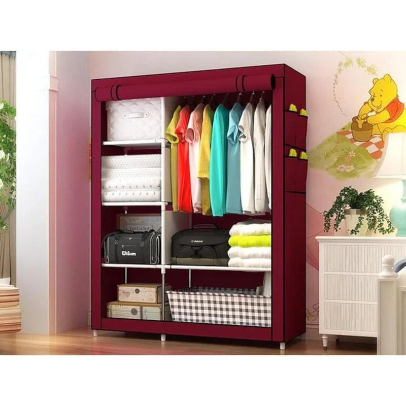Dulap Textil Pliabil pentru Haine, 105x45x175 cm, Cadru Metalic Rezistent, 4 Rafturi de Depozitare, Husă cu Fermoar Vertical
