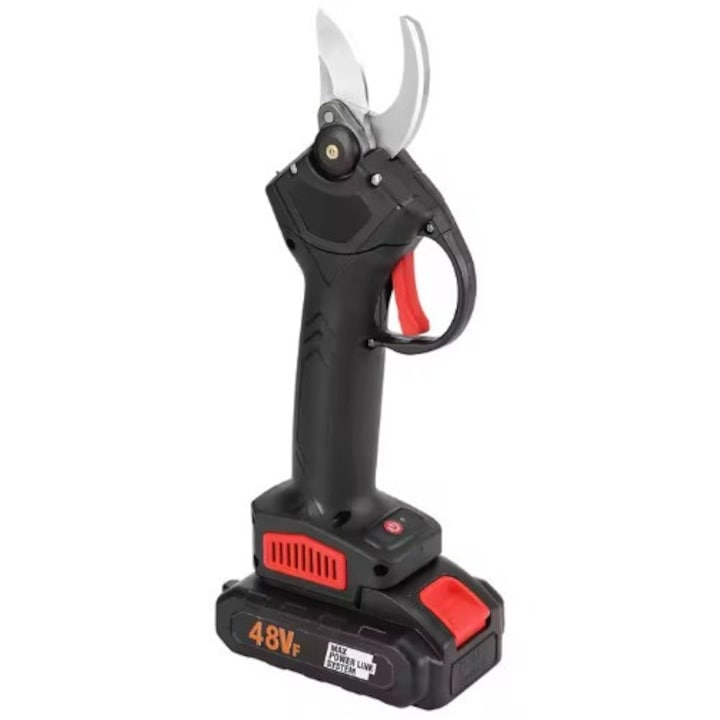 Foarfecă electrică de grădină 48V, motor brushless, lamă SK5, 2 acumulatori Li-Ion, set accesorii