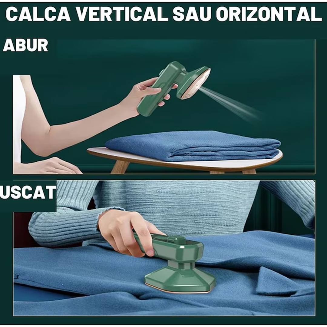 Mini Fier de Călcat Portabil 2 în 1, Călcare Umedă și Uscată, 30W, Încălzire Rapidă, Rezervor Apă, Ideal pentru Călătorii și Haine Delicate