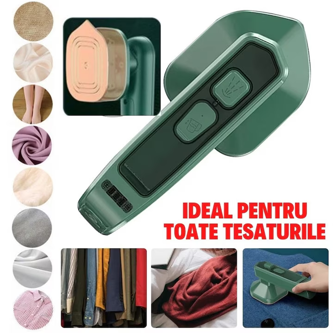 Mini Fier de Călcat Portabil 2 în 1, Călcare Umedă și Uscată, 30W, Încălzire Rapidă, Rezervor Apă, Ideal pentru Călătorii și Haine Delicate