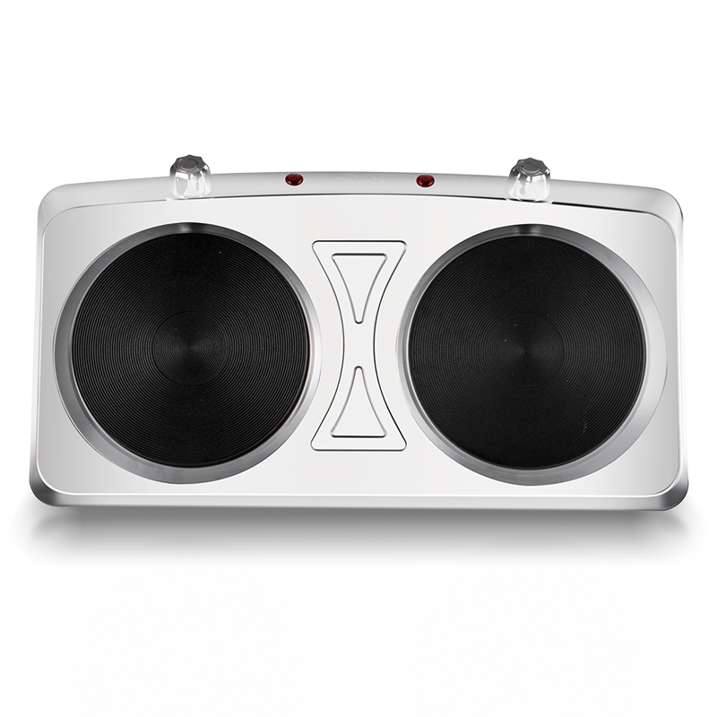 Plită Electrică cu 2 Ochiuri RAF R.8205, 2000W, Inox, Termostat Reglabil, Încălzire Rapidă, Ideală pentru Bucătărie, Birou și Camping