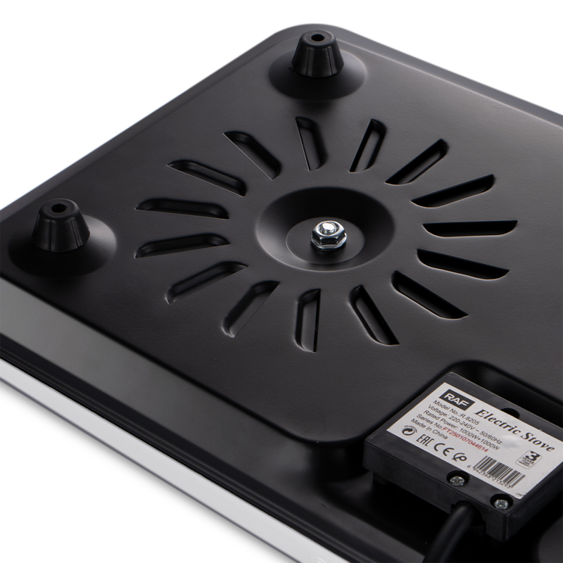 Plită Electrică cu 2 Ochiuri RAF R.8205, 2000W, Inox, Termostat Reglabil, Încălzire Rapidă, Ideală pentru Bucătărie, Birou și Camping