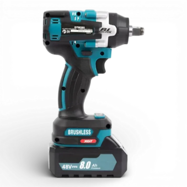 Mașină de înșurubat cu impact 48V, 2 acumulatori 8Ah, motor brushless, cuplu max. până la 850 Nm, mandrină 1/4" hex