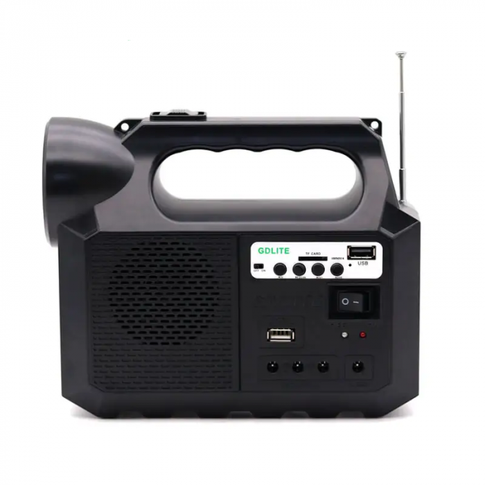 Kit solar portabil cu panou, USB, Bluetooth, radio FM, MP3, lanternă LED și 3 becuri incluse
