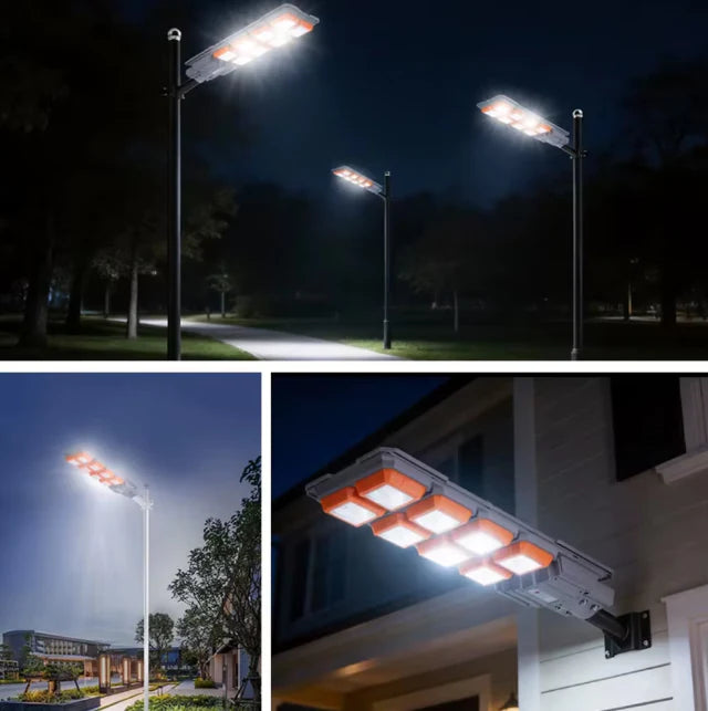 Lampă Solară Stradală LED 3000W, Panou Solar Inclus, Telecomandă, Senzor de Mișcare, IP66, Iluminare Puternică pentru Curte, Grădină și Exterior