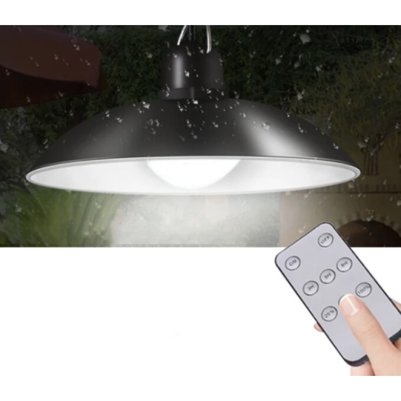Lampă solară cu 2 becuri LED, panou solar detașabil, telecomandă, IP65, cablu 3 m