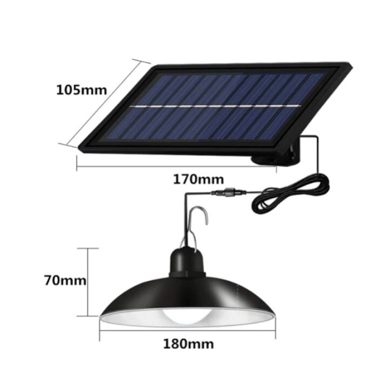 Lampă solară cu 2 becuri LED, panou solar detașabil, telecomandă, IP65, cablu 3 m