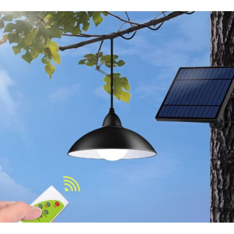 Lampă solară cu 2 becuri LED, panou solar detașabil, telecomandă, IP65, cablu 3 m
