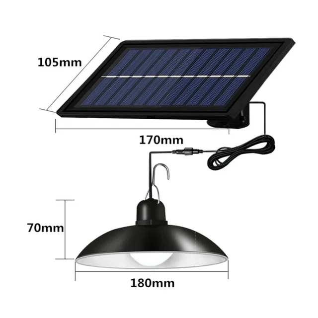 Lampă Solară Suspendată Tip Candelabru cu Panou Solar Separat | Telecomandă | IP65 | Acumulator 2200 mAh | Cablu 3 m