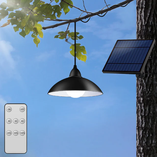 Lampă Solară Suspendată Tip Candelabru cu Panou Solar Separat | Telecomandă | IP65 | Acumulator 2200 mAh | Cablu 3 m