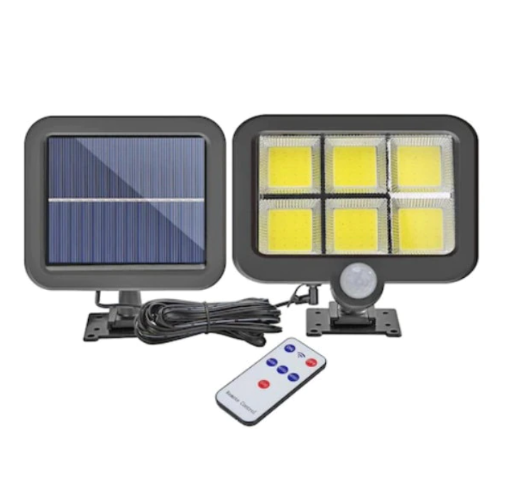 Lampă Solară LED cu Panou Solar și Senzor de Mișcare, 6 COB, Telecomandă și Suport Inclus