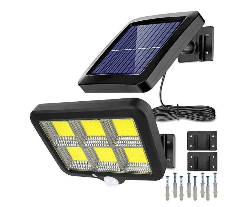 Lampă Solară LED cu Panou Solar și Senzor de Mișcare, 6 COB, Telecomandă și Suport Inclus