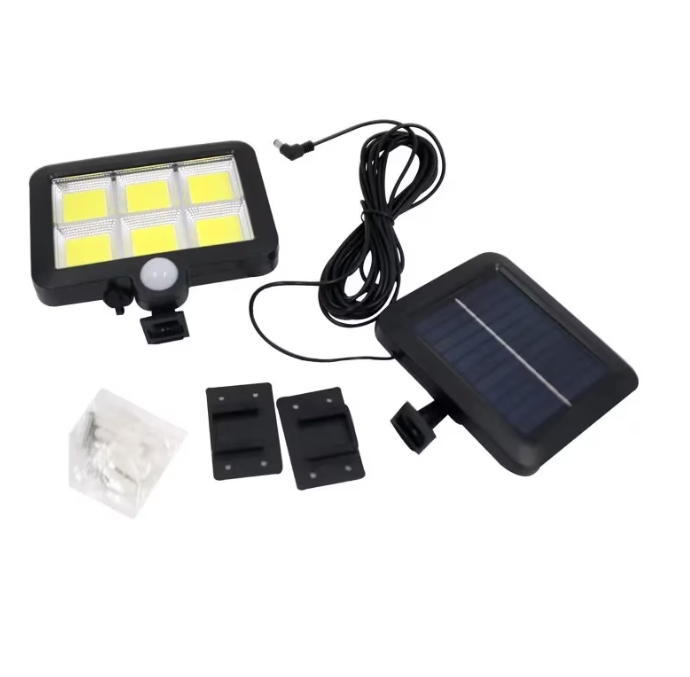 Lampă Solară LED cu Panou Solar și Senzor de Mișcare, 6 COB, Telecomandă și Suport Inclus