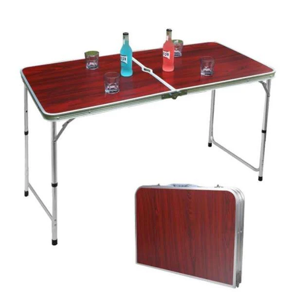 Măsuță pliabilă pentru picnic din aluminiu, tip servietă, 120 x 60 cm, reglabilă, cu mâner transport