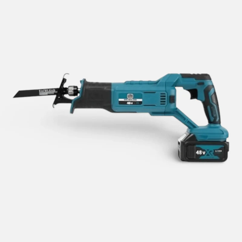 Fierăstrău Electric Tip Sabie 48V, 2 Acumulatori 8000 mAh, 3000 RPM, Viteză Variabilă, 4 Lame, Valiză