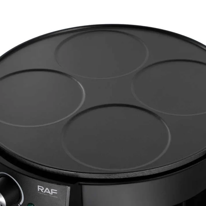 Aparat pancakes electric RAF R2508, 1200W, 4 forme, antiaderent, pentru mic dejun, negru, garantie 3 ani
