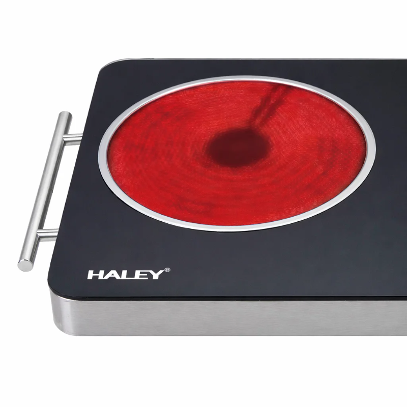 Plita Electrica Dubla HALEY, Garantie 3 Ani, 2 Zone de Gatit, Suprafata din Sticla Neagra, Control Reglabil, Design Elegant