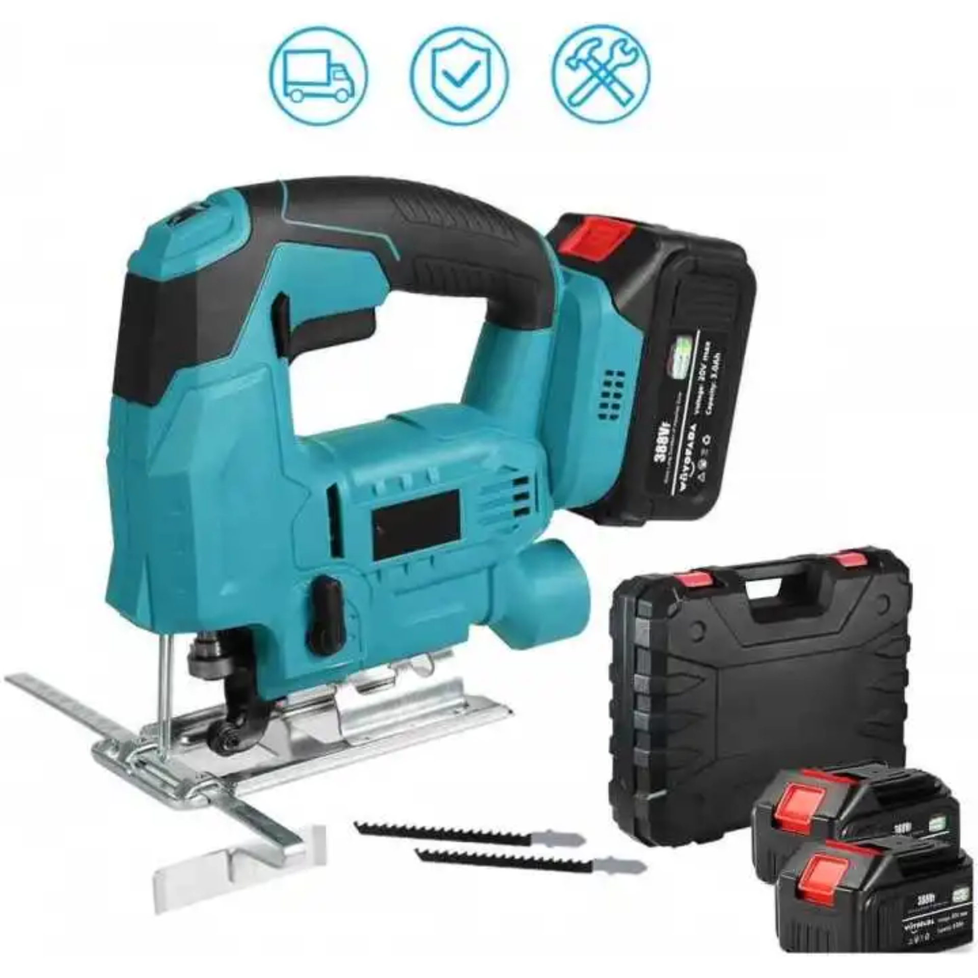 Fierăstrău Pendular Profesional 48V, 2 Acumulatori 8.0Ah, 3200 RPM, Tăiere Lemn, PAL și MDF, Încărcător și Valiză Incluse, Fără Fir