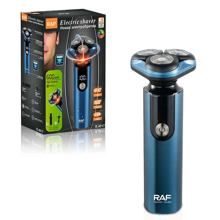 Aparat de ras electric 3 in 1 RAF R4017, 3 capete rotative, waterproof IPX6, incarcare USB, portabil, garantie 3 ani