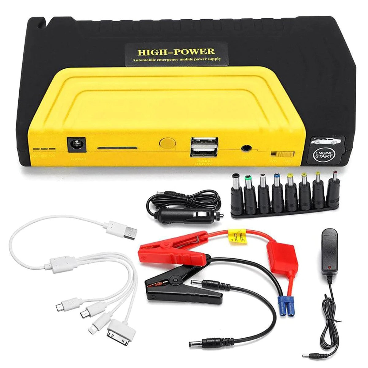Robot Pornire Auto Portabil 60800mAh, Booster Baterie 12V, Power Bank, Compresor Auto, Lanternă LED, Încărcare USB – Kit Multifuncțional de Urgență