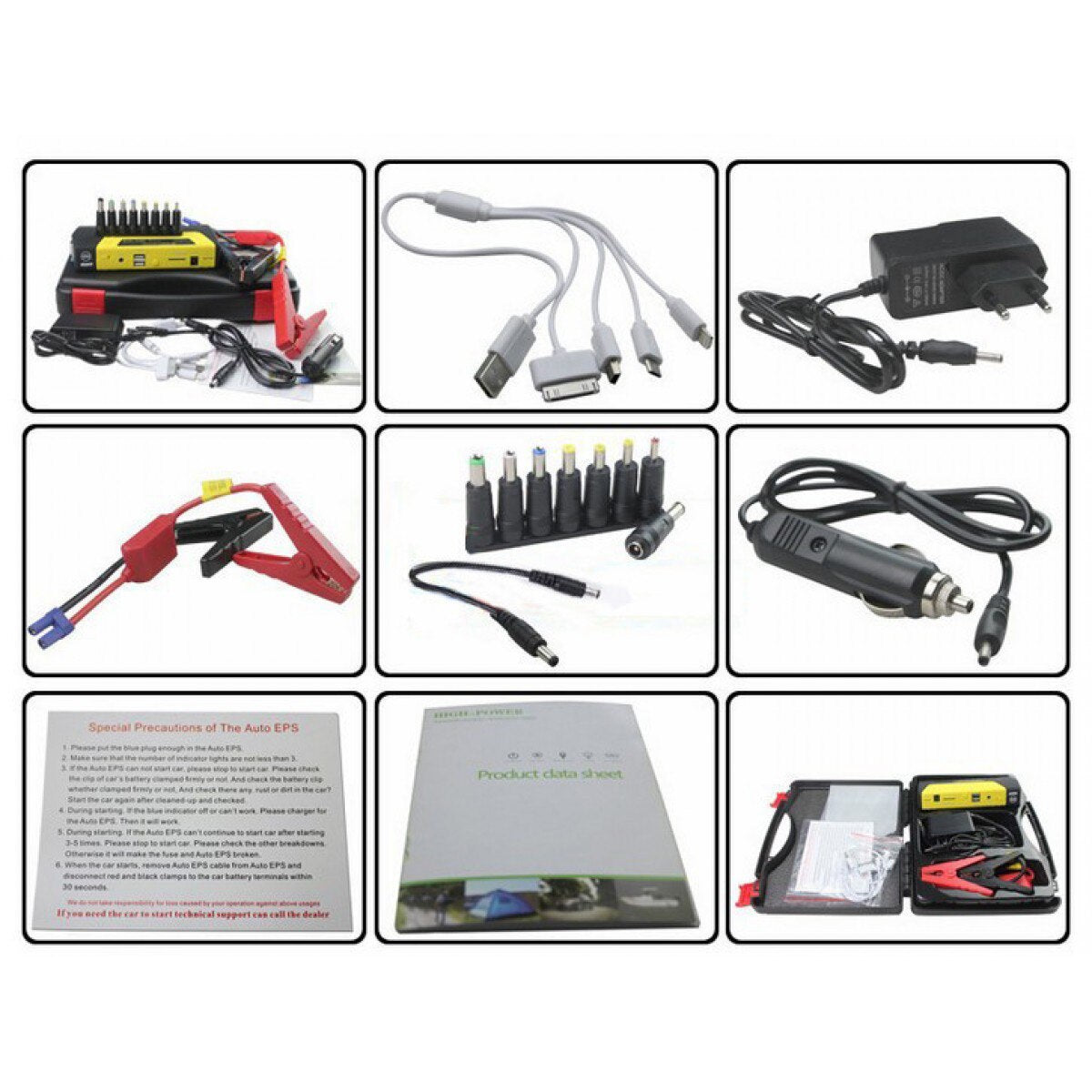 Robot Pornire Auto Portabil 60800mAh, Booster Baterie 12V, Power Bank, Compresor Auto, Lanternă LED, Încărcare USB – Kit Multifuncțional de Urgență